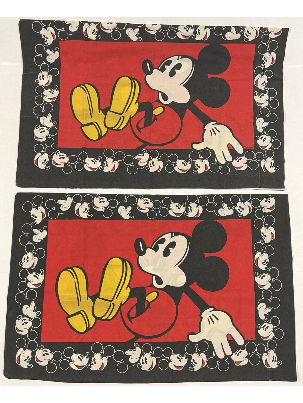 Vintage 90s Mickey Mouse Disney Characters Double Sided Pillow Case Standard SET